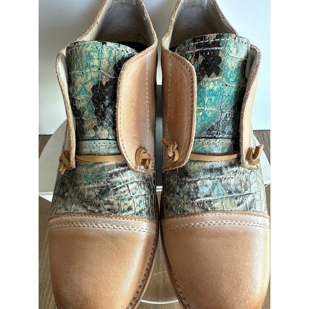 Freebird by Steven Mabel Oxfords Womens Size 8 Turquoise Multi Tan Leather - Picture 3 of 10
